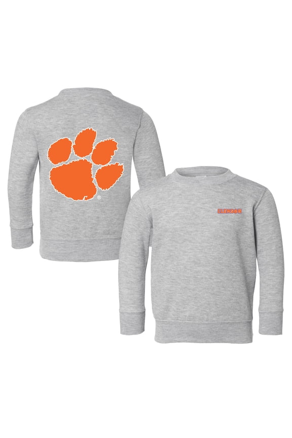 Toddler Chad & Jake Heather Gray Clemson Tigers Logo Pullover Sweatshirt