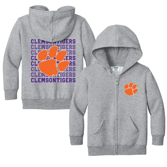 Toddler Chad & Jake Heather Gray Clemson Tigers Retro Full-Zip Hoodie