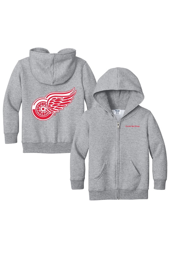 Toddler Chad & Jake Heather Gray Detroit Red Wings Logo Full-Zip Hoodie Jacket