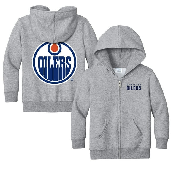 Toddler Chad & Jake Heather Gray Edmonton Oilers Logo Full-Zip Hoodie Jacket
