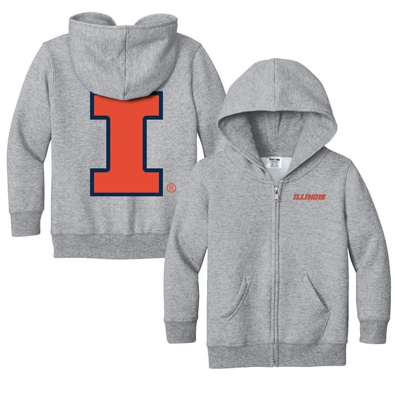 Toddler Chad & Jake Heather Gray Illinois Fighting Illini Logo Full-Zip Hoodie Jacket