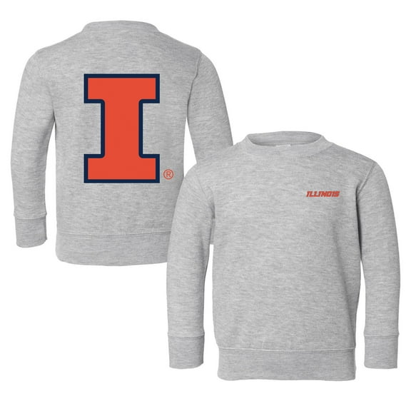 Toddler Chad & Jake Heather Gray Illinois Fighting Illini Logo Pullover Sweatshirt