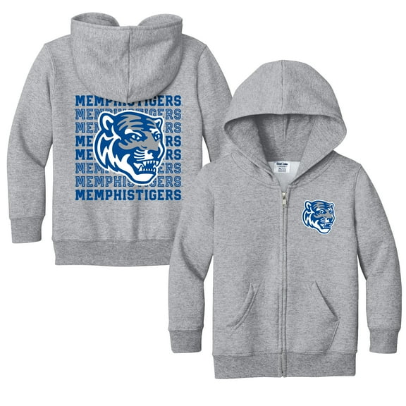 Toddler Chad & Jake Heather Gray Memphis Tigers Retro Full-Zip Hoodie Sweatshirt