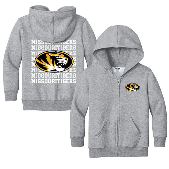 Toddler Chad & Jake Heather Gray Missouri Tigers Retro Full-Zip Hoodie