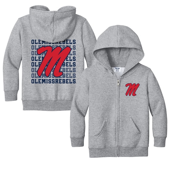 Toddler Chad & Jake Heather Gray Ole Miss Rebels Retro Full-Zip Hoodie Sweatshirt