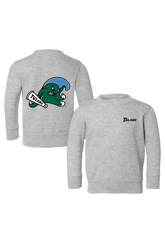 Toddler Chad & Jake Heather Gray Tulane Green Wave Logo Pullover Sweatshirt