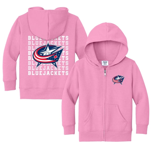 Toddler Chad & Jake Light Pink Columbus Blue Jackets Full-Zip Retro Hoodie