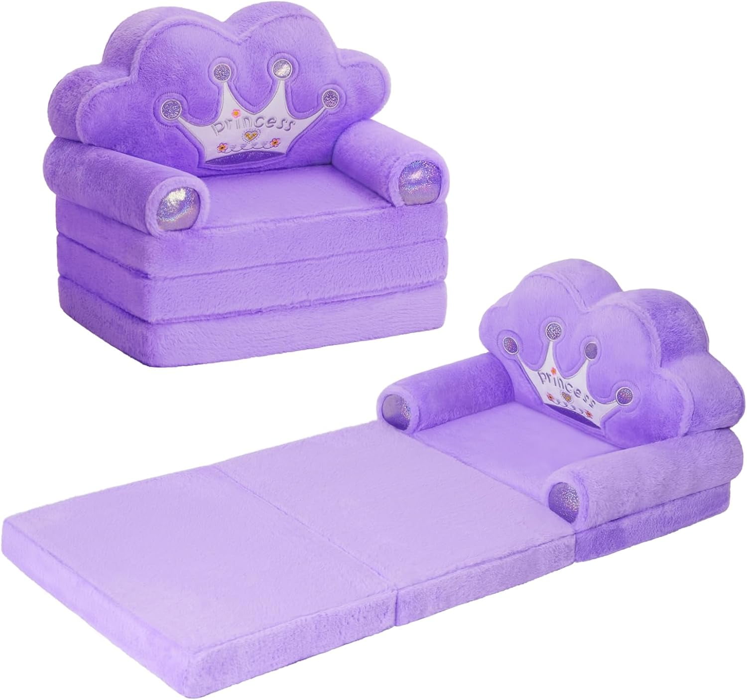 Kids Couch, Princess Kids Sofa Chairs For Girls W/Wood Frame & Leather Surface For Nap & Rest, Toddler Couch For Preschool, Nursery, Kindergarten, Children Furniture Gift (Pink)