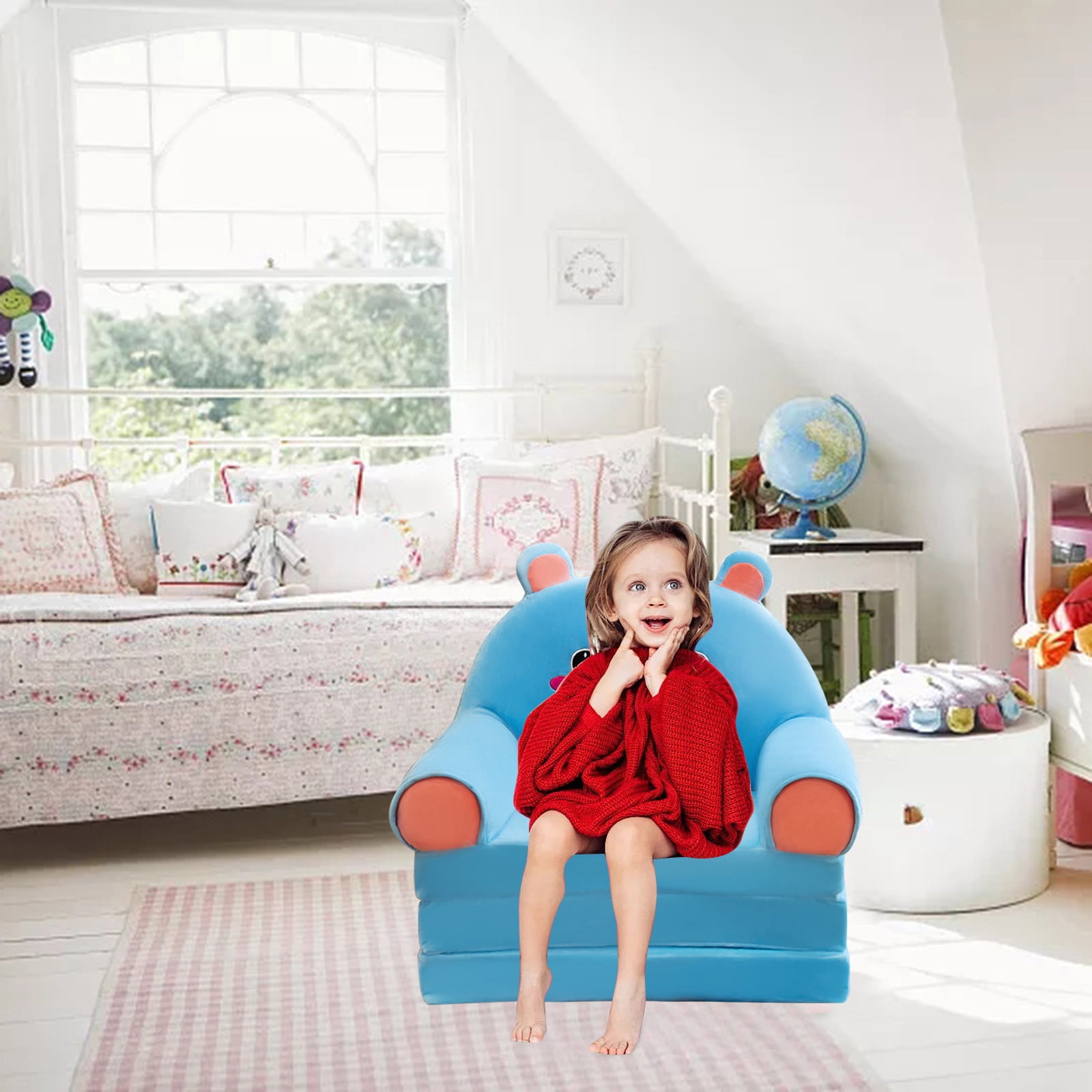 Toddler Chair Kids Sofa Toddler Sofa Kids Couch Fold Out 2 in 1 Flip Out Couch and Mini Sofa for Girls and Boys Baby Couch for 1 4 Year Olds Cute