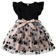 thumbnail image 1 of Toddler Children Girls Fly Sleeve Flowers Prints Bowknot Dresses Mesh Dress Clothes Girl First Birthday Outfit Girl Dress Size 16 Toddler Girl 5t Rainbow Long Sleeve 4 Years Old Girl Clothes Belle, 1 of 9