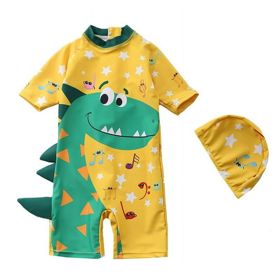 Toddler Children Swimwear Suit Print UV Kids Boys Summer Beach Clothes Bathing Suit Swimming Diving One Piece Swimsuit With Cap A35