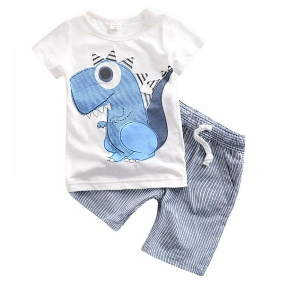 Toddler Children's Clothing Set Cartoon Dragon Print T-shirt  Shorts Suits