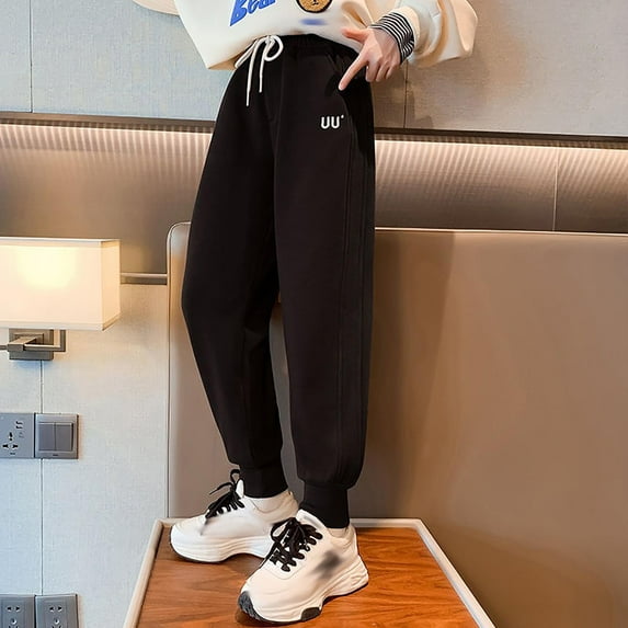 Toddler Children's Sports Long Pants Kids Boys Girls Loose Solid Color Elastic Waist Pants