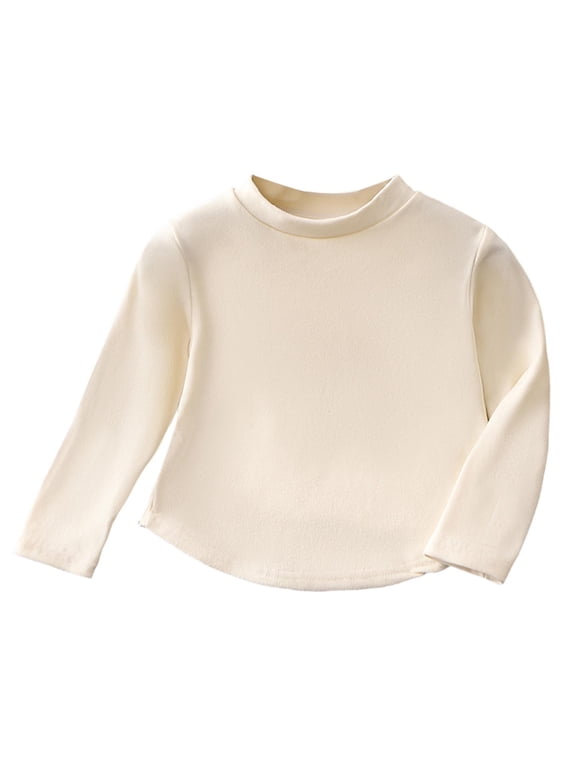 Toddler Children's Undershirt New Boys Handsome Crew Neck Shirt Long Sleeve T Shirt Children Shirts 4t Boys Swim Top for Toddler Boy Neon Kids Long Sleeve Tops Things for Teenage 18-24 Months Beige