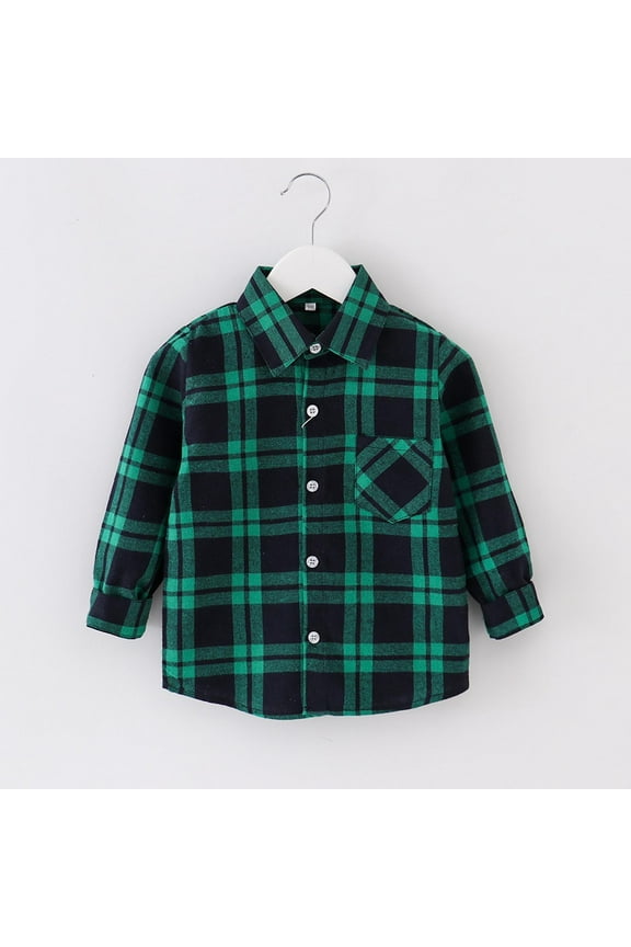 Toddler Christmas Gifts Juebong Toddler Shirt Jacket Plaid Long Sleeve Lapel Button Jacket Kids Boys Girls Shirts Coats Fall Tops,Green,3-4 Years