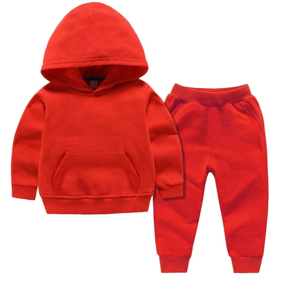 Toddler Christmas Outfit Toddler Baby Boys Girls Candy Color Solid Color Leggings Casual Kids Sports Pants Hoodies Set New Casual Matching Sets Red 5-6T
