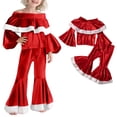 thumbnail image 1 of Toddler Christmas Outfits Girls Long Sleeve Girls Top and Flare Pants Sets Party Dress Christmas Outfits Kids 18-24 Months, 1 of 4