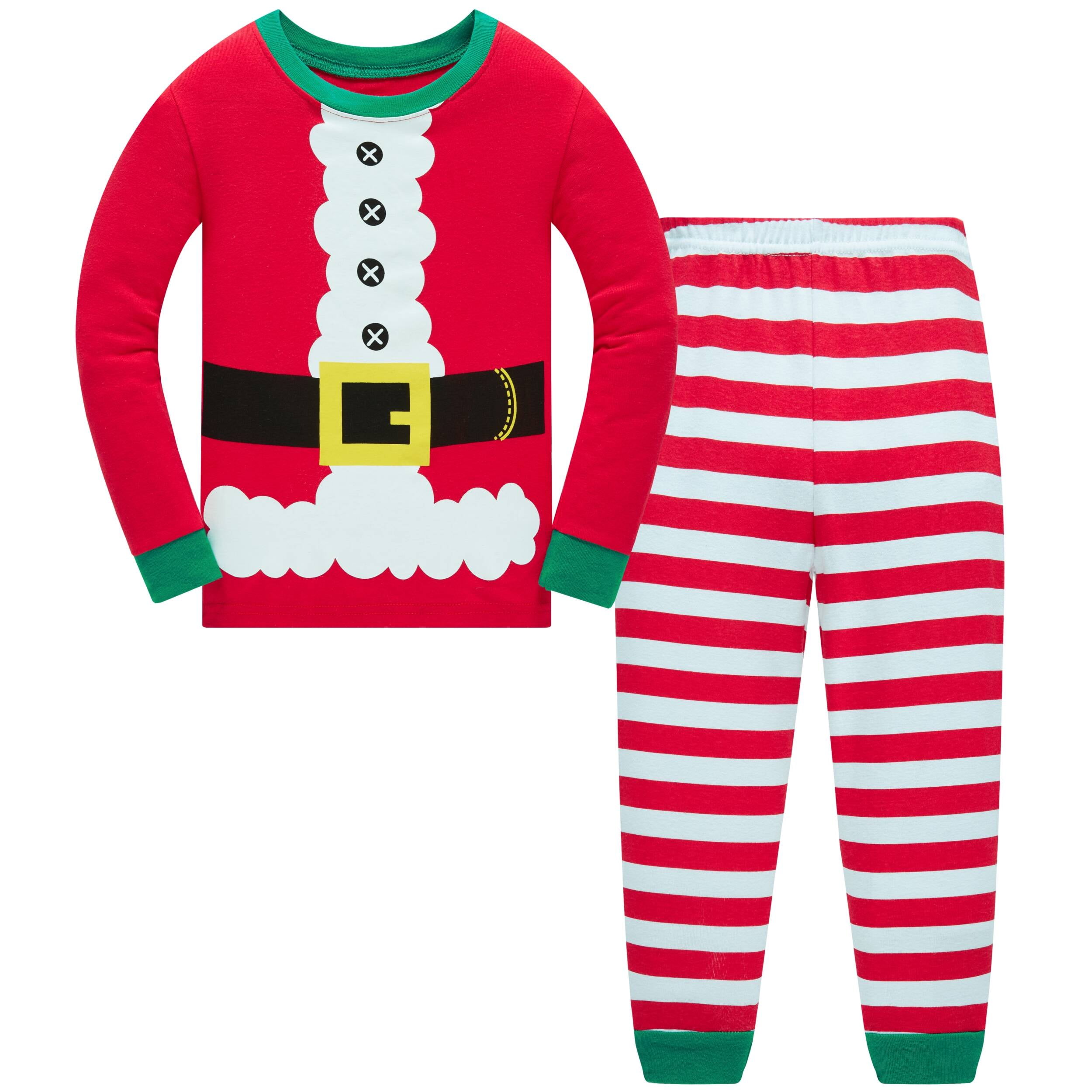 Toddler Christmas Pajamas 100% Cotton Long Sleeve Kids Snowman Xmas Pjs ...