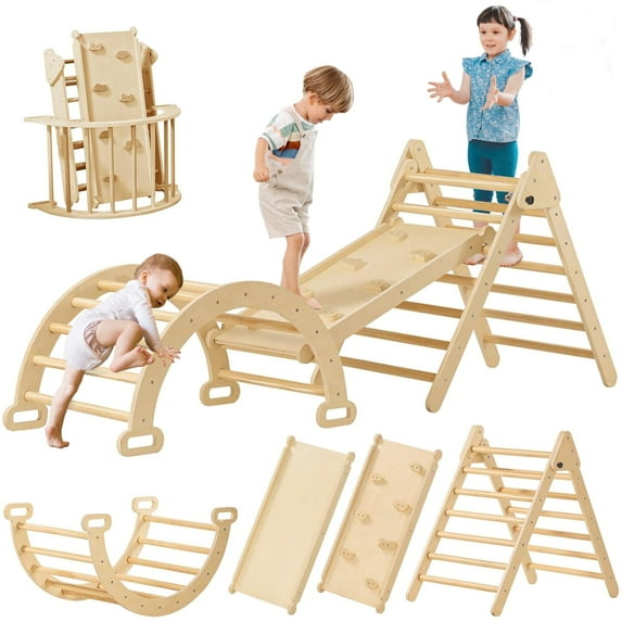 Toddler Climbing Set Montessori Activity Kid Slide Playset Pikler Triangle Outdoor Indoor Playground