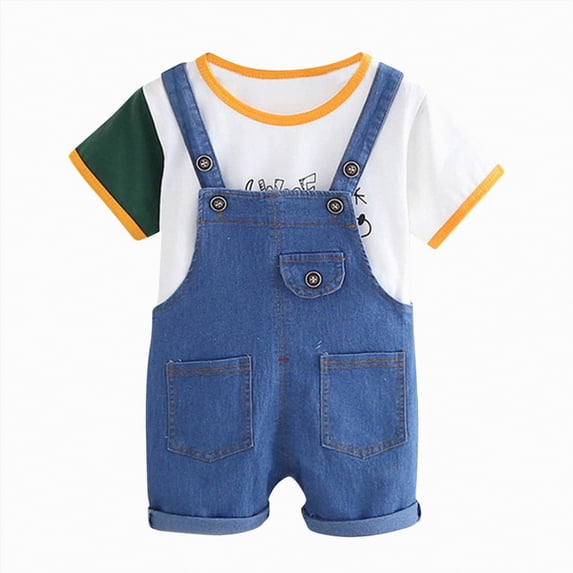 Toddler Clothes for Boys Baby 2PCS Shorts Set Kids Unisex Spring Summer Cotton Color Block Printed Short-sleeved Basketball 1t 2t 3t 4t 5t 6t Tops+Shorts Outfits Two Pieces