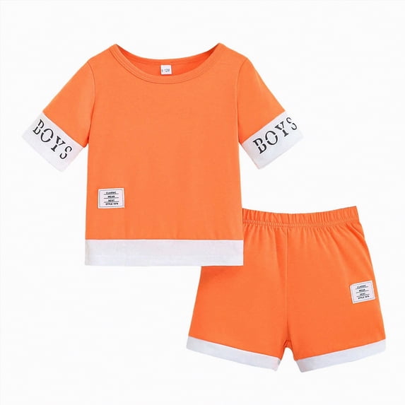 Toddler Clothes for Boys Baby Boy Outfit Sets Kids Summer Cotton Letter Print Short Sleeved Sports 3 6 12 18 24 Months 3T T-Shirt + Shorts Tops+Shorts 2PCS Set