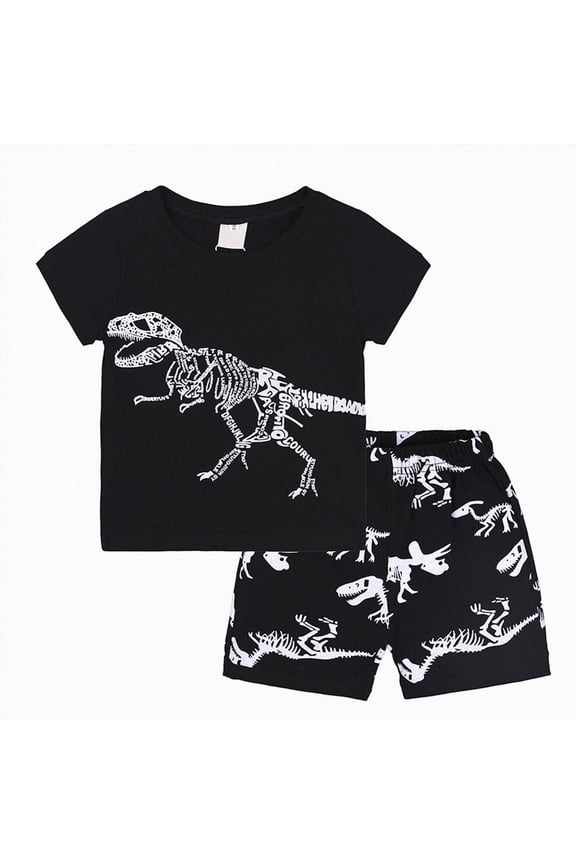 Toddler Clothes for Boys Baby Boy Short Pants Set Child Kids Spring Summer Cotton Round Neck Printed Sleeve Casual 6 12 18 24Months 2T 3T T-Shirt Tops+Shorts T Shirts Tops Shorts Outfits Two Pieces
