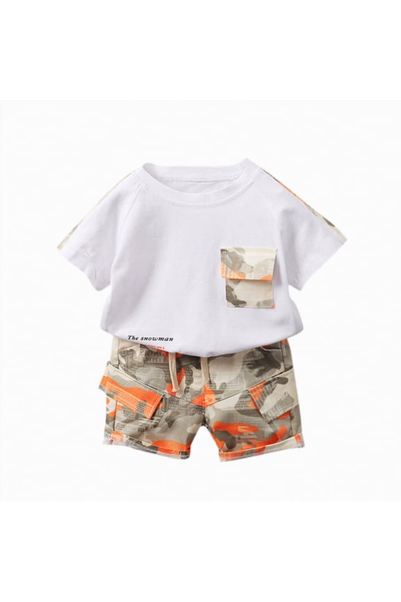 Toddler Clothes for Boys Baby Sets Kids Unisex Spring Summer Cotton Cute Printed Short Sleeved Running Suit 12 18 24 Month 3T 4T 5T Tops Shorts Set Outfits T-Shirt Tops+Long Pants 2-Piece