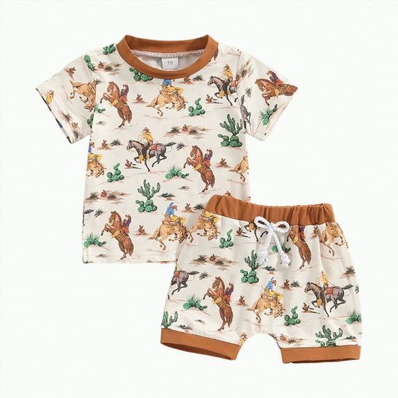 Toddler Clothes for Boys Baby Summer Set Kids Unisex Cow Printed Short Sleeve Basketball 18-24 Months 2t 3t 4t 5t 6t Outfit T-Shirt Tops & Shorts Sets 2-Piece