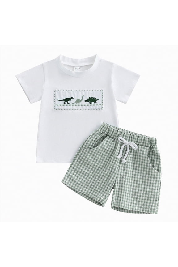 Toddler Clothes for Boys Summer Outfits Kids Spring Cotton Embroidery Printed Short-sleeved Running Suit 3 6 12 18 24 Months 3T Shirt and Jogger Shorts T-shirt Tops 2PCS Set 2-Piece