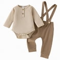 thumbnail image 1 of Toddler Clothes For Boys Baby Boy Fall Winter Button Front Long Sleeve Elastic Waist 2T-5T Everyday Outfit Set 2Pcs, 1 of 6