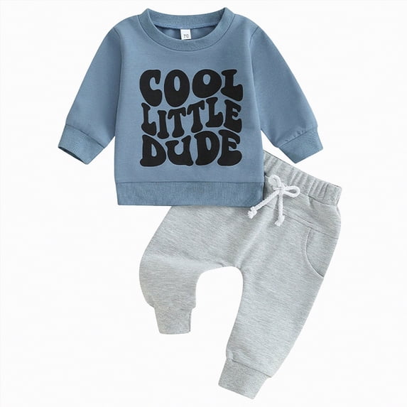 Toddler Clothes For Boys Baby Boy Fall Winter Letter Print Long Sleeve Drawstring Pants 3T 4T 5T Sweatshirt + Outfits 2PCS
