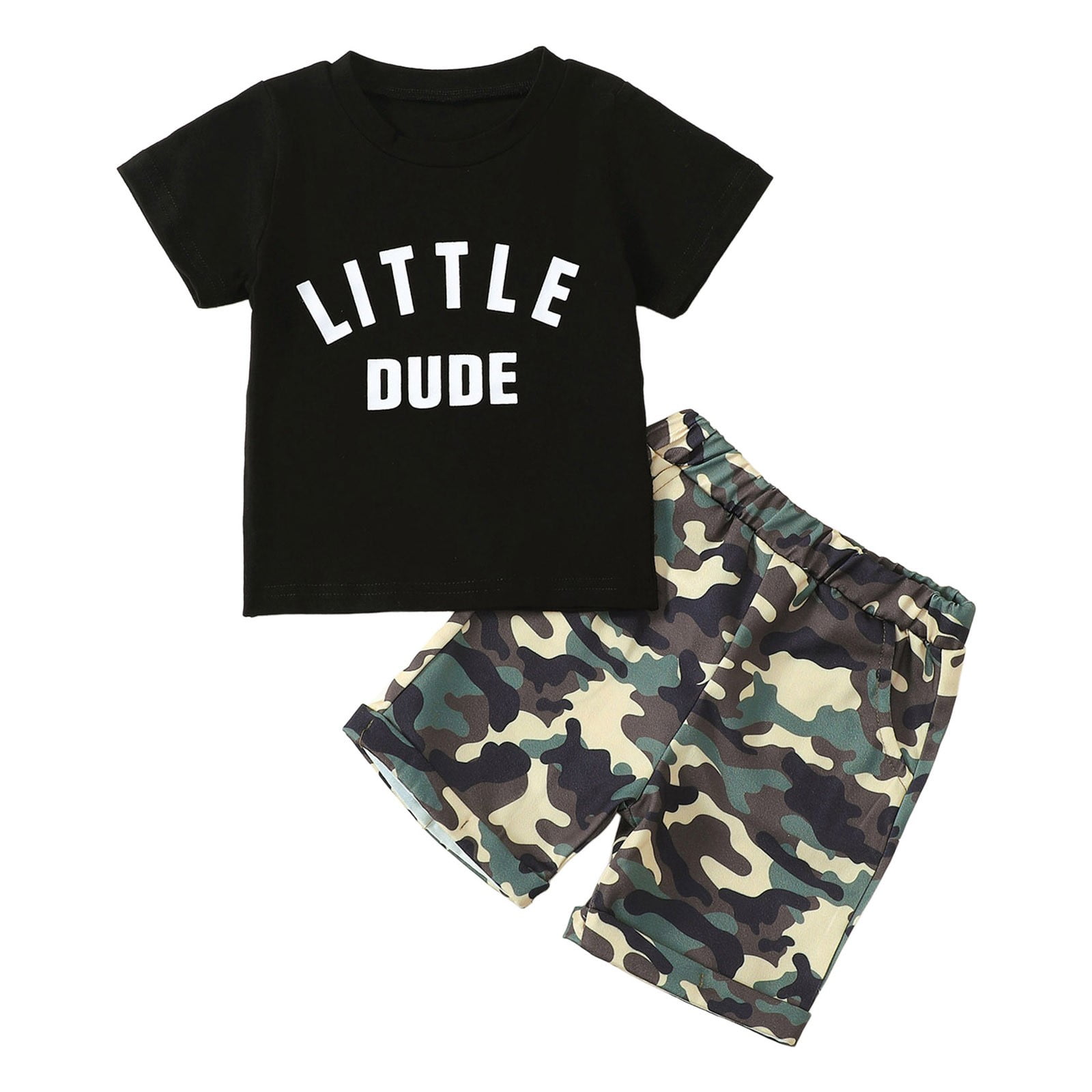 Toddler Boy Summer Outfit Set - Cartoon Panda Printed T-Shirt & Shorts Combo
