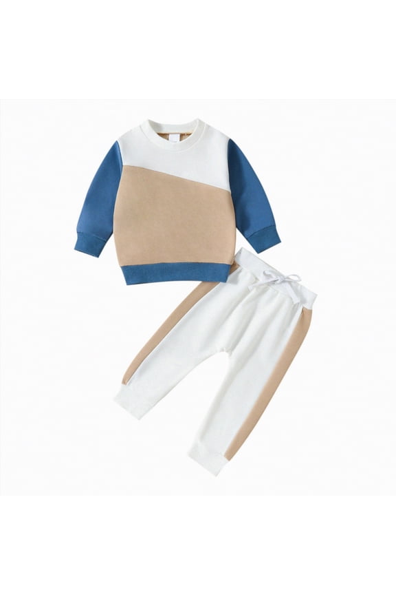 Toddler Clothes For Boys Kids Spring Fall Round Neck Long Sleeve Elastic Waist 6 12 18 24 Months Everyday Outfit Set 2 Pcs