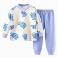 thumbnail image 1 of Toddler Clothes For Boys Spring Fall Round Neck Long Sleeve Elastic Waist 1T 2T 3T Sleepwear Pajamas 2Pcs Set, 1 of 4