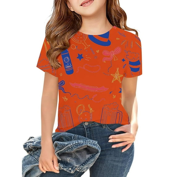 Toddler Clothes For Girls Cartoon Girls Short Sleeve Tops Round Neck Toddler Summer Outfit 1-2 Years Girl Outfits Cute Girl Clothing