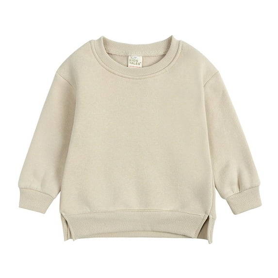 Toddler Clothes For Girls Toddler Sweatshirts Little Boys Little Girls Sweatshirts Cotton Long Sleeve Crewneck Fleece Pullover Toddler Kids Winter Warm Shirt Sweater Beige 4-5 Years