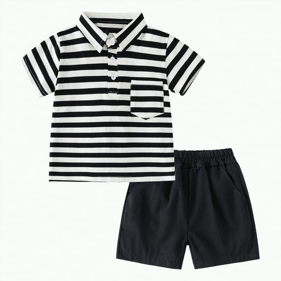 Toddler Clothes for Boys Baby Boy Set Spring Summer Cotton Button Short Sleeved Beach 1t 2t 3t 4t 5t 6t Sleepwear Outfits Boys' Clothing Sets 2-Piece