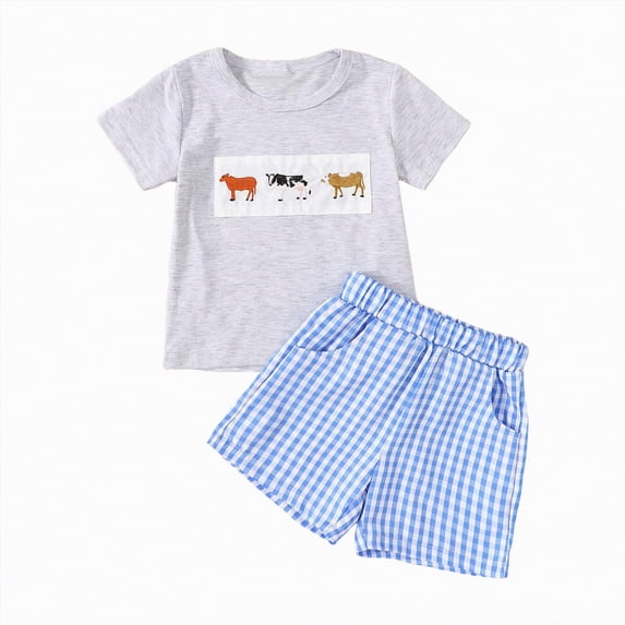 Toddler Clothes for Boys Baby Shorts CLothes Set Kids Summer Elastic Printed Short Sleeve Casual 0 6 12 18 24 Months 2T 3T Outfit Outfits 2PCS