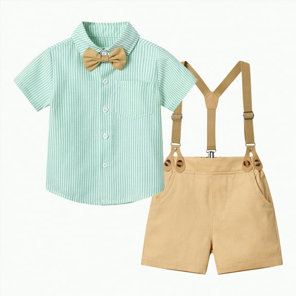 Toddler Clothes for Boys Little Boy Outfit Kids Summer Cotton Button Print Short Sleeved Casual 3 6 12 18 24 Months 3T Tees and Shorts Sweat 2 Piece