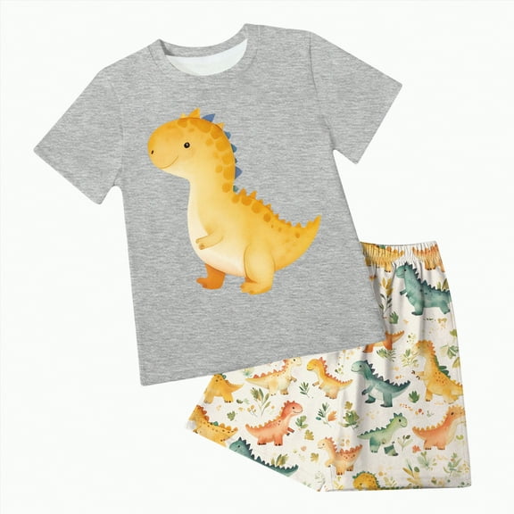 Toddler Clothes for Boys Summer Kids Spring Dinosaur Printed Short Sleeve Training 12 18 24 Month 3T 4T 5T Tshirt Shorts Tops T-Shirt Pants 2PCS