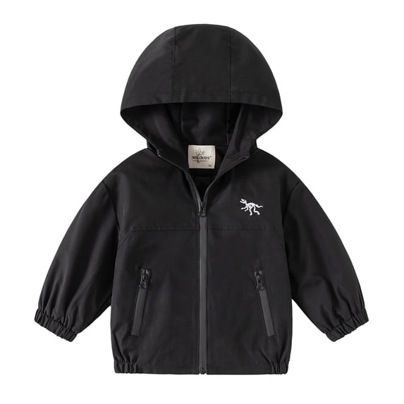 Toddler Coat Kids Toddler Boys Spring New Thin Hooded Casual Windbreaker Jacket Coats for Boys Black 18 Months-24 Months