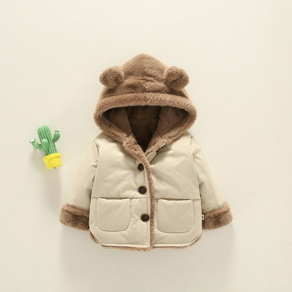 Toddler Coat Lightweight Water-Resistant Jacket Bear Ear with Hooded Kids Down Jacket Boys Winter Coats Size 18-24 Months