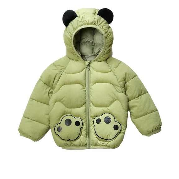 Toddler Coats For Boys Girls Solid Color Hooded Puffer Jacket Zipper Thicked Warm Padded Coat With Pockets Cute Printed Pattern Snowsuit Fall And Winter Windproof Outwear