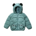 thumbnail image 1 of Toddler Coats For Boys Girls Solid Color Hooded Puffer Jacket Zipper Thicked Warm Padded Coat With Pockets Cute Printed Pattern Snowsuit Fall And Winter Windproof Outwear, 1 of 3