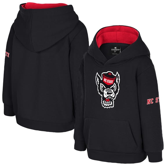 Toddler Colosseum Black NC State Wolfpack Big Logo Volume Fleece Pullover Hoodie