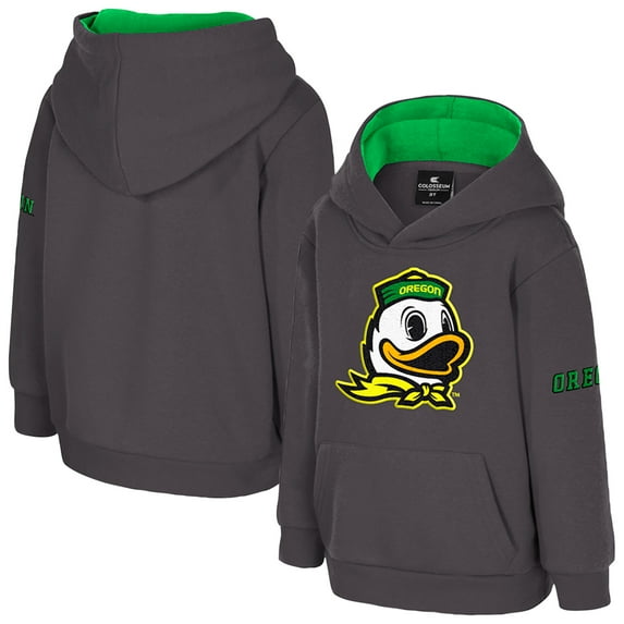 Toddler Colosseum Charcoal Oregon Ducks Big Logo Volume Fleece Pullover Hoodie