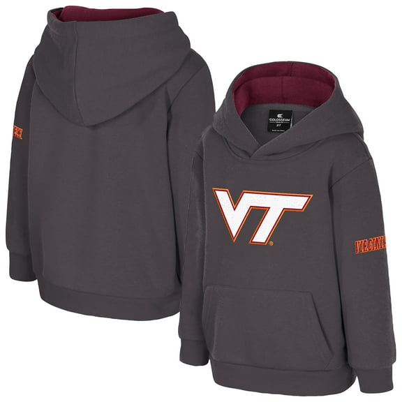 Toddler Colosseum Charcoal Virginia Tech Hokies Big Logo Volume Fleece Pullover Hoodie