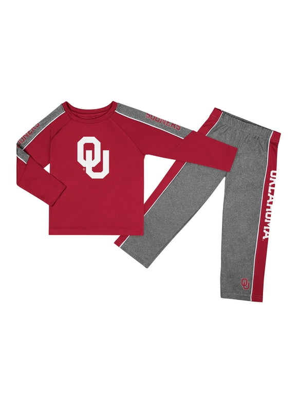Toddler Colosseum Crimson/Heather Gray Oklahoma Sooners Logo Raglan Long Sleeve T-Shirt & Pants Set