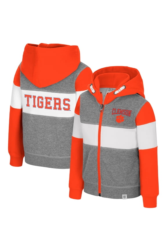 Toddler Colosseum Heather Gray Clemson Tigers Bert Full-Zip Hoodie