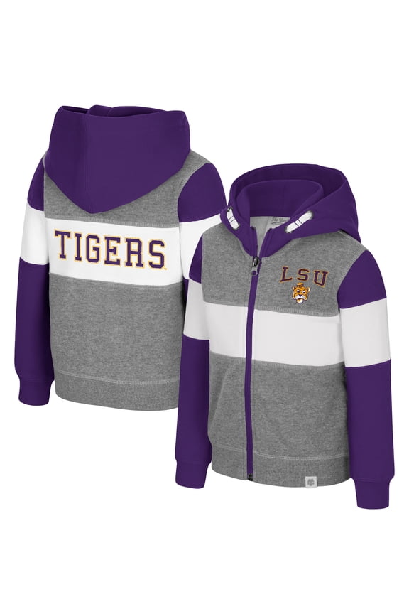 Toddler Colosseum Heather Gray LSU Tigers Bert Full-Zip Hoodie